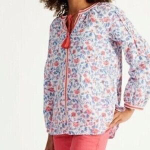 Joules NWOT‎ Size US 4 the Yolanda cotton Linen Floral Tunic with Tassels